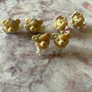 EUC~Set Of 3 Pairs Of Vintage Cherished Teddy Resin  Post Back Earrings
